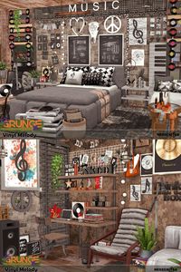 ROOM with CC ▶️✨ The room is full of decorations, trinkets and accents related to the Grunge musical style.✨Have fun!✅BASE GAME + CC from TSR ✌️Click on the post and download✔️ THX❤️ #ts4builds #sims4 #sims4builds #sims4home #sims4builds #sims4buildsideas #ShowUsYourBuilds #thesims4