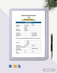 Instantly Download Safety Pre-Qualification Form Template, Sample & Example in Microsoft Word (DOC), Google Docs, Apple (MAC) Pages Format. Available in A4 & US Letter Sizes. Quickly Customize. Easily Editable & Printable.