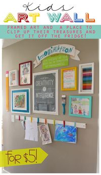 Kids Art Gallery Wall | Here's the perfect way to get your kids' artwork off the fridge and decorate your walls!