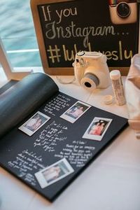 Vintage Wedding Inspiration - Photo book for guests to take a photo and write their messages - like a scrap book!