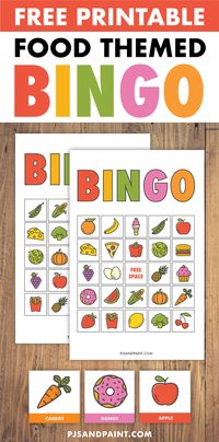 free printable bingo for kids food themed