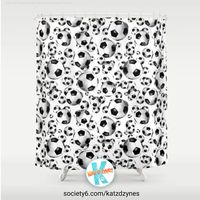 3D look #soccerballs #pattern Shower #Curtain #sports #soccer #home #decor #giftideas