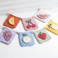 Add a splash of color and a touch of whimsy to any room with my delightful Crochet Flag Garland Pattern, featuring a vibrant assortment of fruit-themed flags. Perfect for decorating children's rooms, play kitchens, or play shops, this easy-to-follow pattern will brighten up any space. Key Features of the Fruity Flag Garland Pattern: * Language: English (US terms) and Danish * Versatile Design: Create a charming garland with flags featuring a watermelon, orange, grapes, cherries, apple, lemon, and strawberry, bringing a fruity and fun vibe to any decor. * Vibrant Colors: Each fruit flag is crafted with vibrant, eye-catching colors, making the garland a cheerful addition to your child's room or play area. * Easy to Follow: The pattern is designed for crafters of all levels, with simple instr