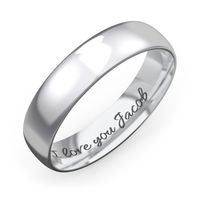 Sterling Silver Men's Half Round Comfort Fit Wedding Band - 5mm Width | Jewlr