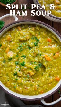 This hearty Split Pea and Ham Soup combines tender vegetables, creamy split peas, and ham, simmered in a savory broth with thyme and garlic. Topped with fresh thyme and parsley, it’s a cozy, comforting dish perfect for chilly days!