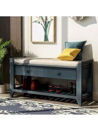 Specification Product Information Product Type:General Item Place of Origin:Viet Nam Main Color:Antique Navy Main Material:Solid Wood Product Dimensions Assembled Length (in.):39.00 Assembled Width (in.):14.00 Assembled Height (in.):19.80 Weight (lbs.):24.30 Package Size Length (in.):42.32 Width (in.):16.54 Height (in.):12.60 Weight (lbs.):28.66 Product Features Add a touch of organic essence to your abode with this wooden storage bench. The taupe slightly weathered natural wooden finish adds t