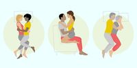 illustrated figures showing different cuddling positions