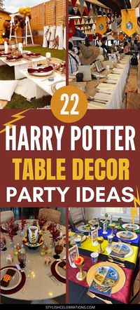 Transform your next party into a magical event worthy of Hogwarts with these fun and creative Harry Potter themed table decor ideas. Whether you're hosting a kid's birthday party, a wedding, a bridal shower or a baby shower, there's an idea for everyone of all ages!