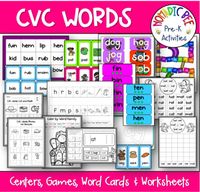 This pack of Centers and Activities includes everything that you will need to make your children fluent CVC word readers.CVC Workbook (Cut-and-paste, Review, Color by Number)BingoWord PuzzlesWord Cards5 Board GamesPlay Dough MatsSpin, Cover/ Color CenterSpin & RaceWord Train Center...