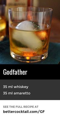 The Godfather cocktail is a sophisticated, yet simple recipe. It consists of just two ingredients: scotch whisky and amaretto. {wineglasswriter.com}