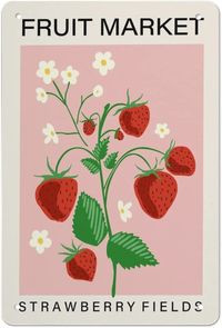 PRICES MAY VARY. Fun And Cute Design: STRAWBERRY FIELDS and FRUIT MARKETS are printed on the metal tin sign strawberry decor measures 8x12 inches. The metal tin sign strawberry decor a very innovative home decoration that will definitely be perfect for you. Material Selection: Our metal tin sign strawberry decor is made of high-quality metal tin and will not be damaged even after many years of use. The four corners of this metal tin sign strawberry decor have been polished smooth and will not cu