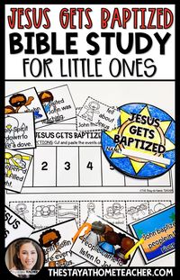 Study Scripture with your little ones using this hands-on study of Jesus' baptism! Your kids will love this Bible unit including sensory bins, crafts, and STEM activities! #biblestudy #preschool #kindergarten