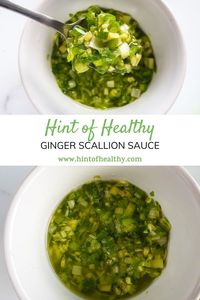 This simple, but delicious ginger scallion sauce can be made either cold or hot, and is a refreshing sauce to serve with any meal. Made with scallions (also known as green onions or spring onions), ginger, sea salt and oil, it's a healthy, fresh and tasty sauce. I love it on roasted meat, over rice, in stir fries, as a salad dressing, and even over baked potatoes. It's so versatile, and since it's gluten free, dairy free and vegan, it's suitable for most diets too.