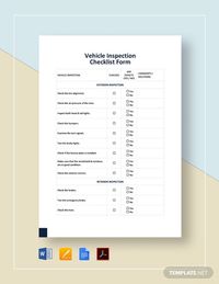 Instantly Download Vehicle Inspection Checklist Form Template, Sample & Example in Microsoft Word (DOC), Google Docs, Apple Pages Format. Available in A4 & US Letter Sizes. Quickly Customize. Easily Editable & Printable.