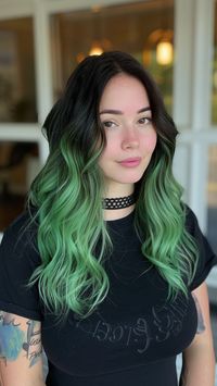 Elevate your style with the captivating allure of black-to-green ombre, a striking blend that exudes sophistication and mystique. Dive into the enchanting world of contrasting hues, where deep blacks seamlessly transition into vibrant greens, creating a mesmerizing visual feast for your locks. Click to discover more stunning green ombre ideas and follow us for endless hair inspiration! #BlackToGreenOmbre #OmbreHair #HairColor #GreenHair #PinterestHair