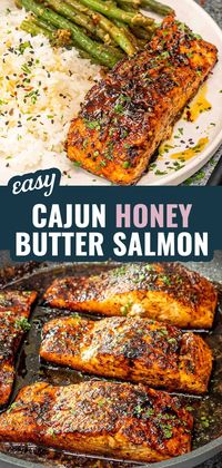 You’ll love this Cajun Honey Butter Salmon! Spicy, sweet, and ready in just 25 minutes. Perfect for a quick and delicious meal. #SalmonRecipe #EasyDinner