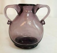 Hand Blown Art Glass Vase with Handles Amethyst Purple  | eBay