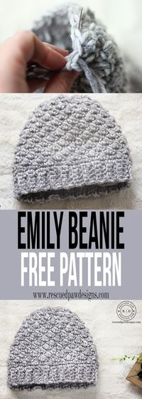 Emily Diagonal Beanie Crochet Pattern by Rescued Paw Designs. Click to Read or Pin and Save for Later! www.rescuedpawdesigns.com