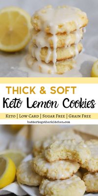 Thick & Soft Keto Lemon Cookies  - These keto lemon cookies are so soft and bursting with lemon flavor! #ketolemoncookies #lemoncookies #ketocookies | buttertogetherkitchen.com