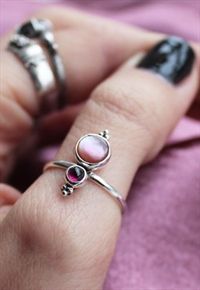 Shop Dixi silver and pink grunge ring.