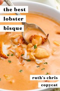 This lobster bisque is restaurant quality but easy to make at home. Inspired by the deliciously rich lobster bisque at Ruth's Chris Steakhouse, this recipe creates a luscious creamy soup with flavors of brandy, sherry, and plenty of lobster!