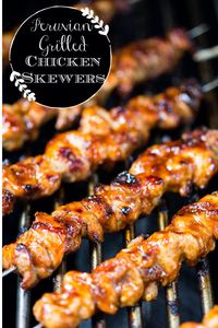 Juicy, tender grilled chicken, bursting with vibrant flavor. These Peruvian Grilled Chicken Skewers are a delicious fusion of South American and Asian cuisines! #peruvianchicken, #peruvianchickenskewers, #grilledchickenskewers, #easychickenskewers via @cafesucrefarine