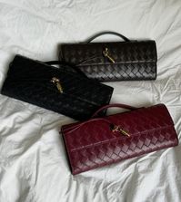 Burgundy brown and black andiamo clutch from bottega