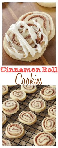 Cinnamon Roll Cookies. Slightly crisp on the outside and soft and chewy on the inside, these cookies taste just like cinnamon rolls in cookie form!