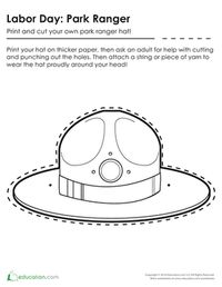 First Grade Holidays & Seasons Worksheets: Park Ranger Hat