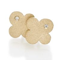 18k Gold Clover Earrings with Diamond