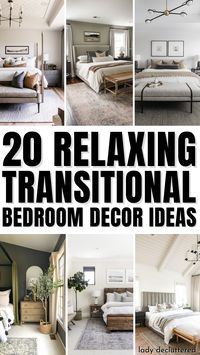 Transform your space into a soothing sanctuary with transitional decor bedroom ideas that effortlessly blend classic and contemporary styles. Create a serene atmosphere by choosing neutral colors like soft grays, taupes, and creams that will help you wind down at the end of a long day. - Lady Decluttered | Calming Transitional Bedroom Decor Ideas