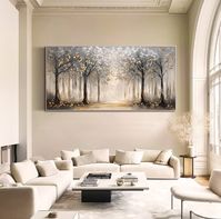 Trees Oil Painting on Canvas Original Minimalist Abstract Wall Art Large Living Room Wall Art Vintage Gold Texture Wall Art Neutral Wall Art - Etsy