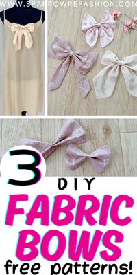 Fabric Bow DIY Tutorial: 3 Charming Styles Free Patterns - Sparrow Refashion: A Blog for Sewing Lovers and DIY Enthusiasts