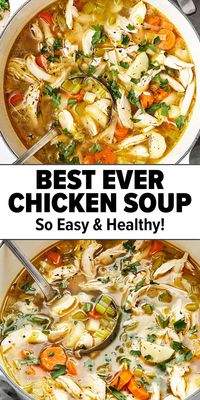 This is is an easy and healthy homemade chicken soup recipe loaded with poached chicken breast, hearty winter vegetables, and fresh herbs that takes it over the top.