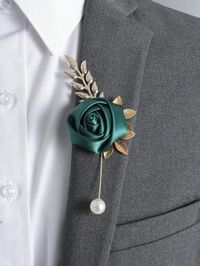 1pc Upscale Rose Bouquet With Metallic Details For Wedding Party Valentine's Day Green Boho   Polyester     Wedding & Event, size features are:Bust: ,Length: ,Sleeve Length: