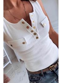 Sleeveless T-shirts, Casual Pocket Sleeveless T-Shirt