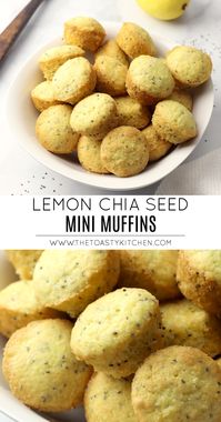 Lemon Chia Seed Mini Muffins by The Toasty Kitchen #lemon #chiaseed #muffins #minimuffins #baking #recipe #homemade #snack