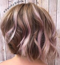 Light Brown Bob with Lavender Highlights