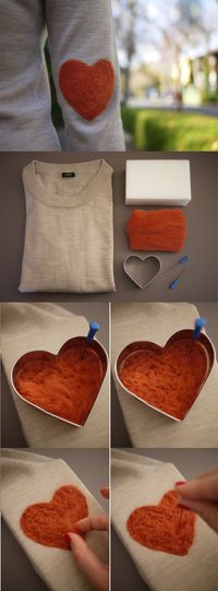 What a great way of up-cycling an old jumper with some needle felting - #DIY Elbow Patch Tutorial