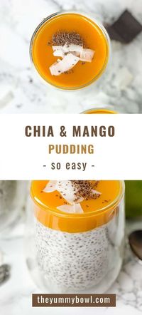 This Mango Coconut Chia Pudding is made with only the best and healthy ingredients that together create truly delicious taste. It's not only a healthy dessert but a perfect breakfast pudding. Plus, it's vegan-friendly, dairy-free, gluten-free and can be made without sugar. #vegandessert #dairyfreedessert #glutenfree#mangochiapudding #chiapudding #easymangodessert #mangodessert #5ingredients #coconutmilk #mangococonut  - The Yummy Bowl