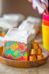 Rainbow Poke Cake With Whipped Cream