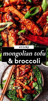 Calling all tofu lovers, this Sticky Mongolian Tofu and Broccoli Stir Fry is for you! The slightly sweet yet savory marinated tofu is coated in cornstarch, pan-fried, and then tossed in a thick, sticky sauce. The end result is a slightly crispy, sticky, salty, and savory vegan tofu broccoli stir fry that’s reminiscent of Mongolian Beef.