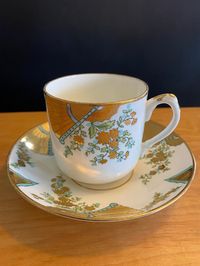 "Antique Porcelain Gold Gilt Fan and Floral Teacup and Saucer numbered RARE. EGGSHELL PORCELAIN. French Porcelain. 3 1/4\" Tall x 3 1/2\" wide...Saucer 5.5\" in diameter...RARE Teacup This listing is for 1 cup and saucer. I have 2 more of the same...hard to find...very rare. IF YOU HAVE 3 GIRLS AN ORDER OF ALL 3 WOULD BE A GREAT GIFT FOR THE HOLIDAY!! EXCELLENT CONDITION. FREE SHIPPING."