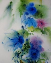 Watercolor  Painting Colorful Floral