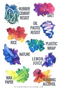 What if I told you I have nine watercolor techniques for your kiddos to try that will bring new life to that tray of dried up watercolor paints? Adding household items to your watercolor lessons can add new life and sophistication. Grab some rice, some salt, wax paper, oil pastels, and see what happens!