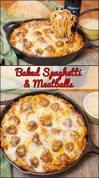 Baked Spaghetti & Meatballs www.joyineverysea...