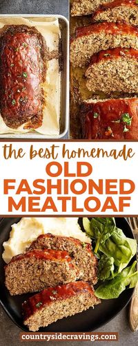 This Old Fashioned Meatloaf recipe is tender, juicy, and covered in a tangy topping – just the way Grandma made it! It’s a classic made with ground beef and oats for an easy weeknight dinner that’s oh so comforting. It is one of the staple meals that always makes it on our menu for the week. See how easy it is to make this hearty and tasty meatloaf recipe.