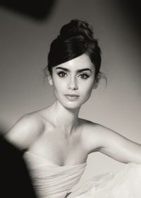 Lily Collins bold brows and ballerina bun. She reminds me of Audrey Hepburn, gorgeous!