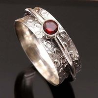 Natural Mozambique Garnet Spinner Ring 925 Sterling Silver Ring Band Designer — Discovered