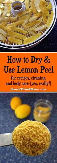 Don't throw away those lemon peels. It's easy to dry lemon peels for use in cooking, cleaning and body care (yes, really!) #upcycled #repurposed #DIY #creative #recycle #lemon